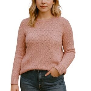 Croft & Barrow Pink Knit Sweater Size L Crewneck Long Sleeve